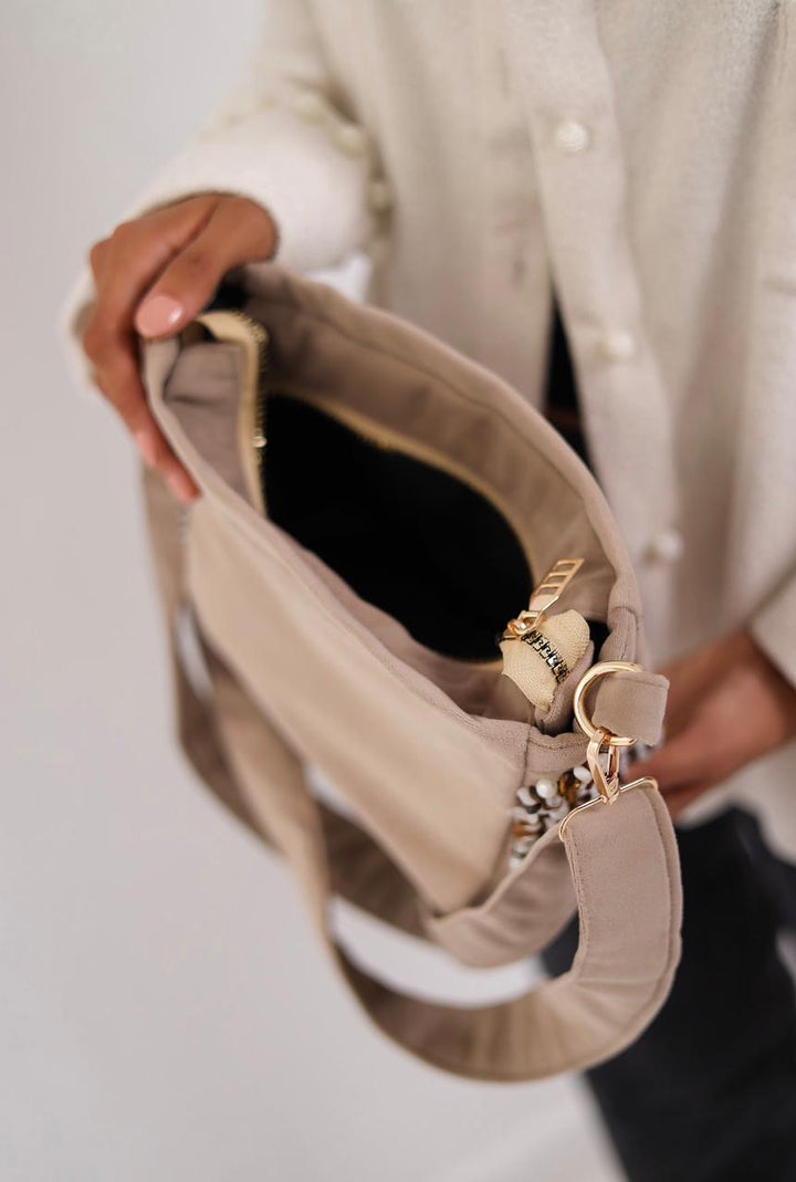 Greyish embroidered bag