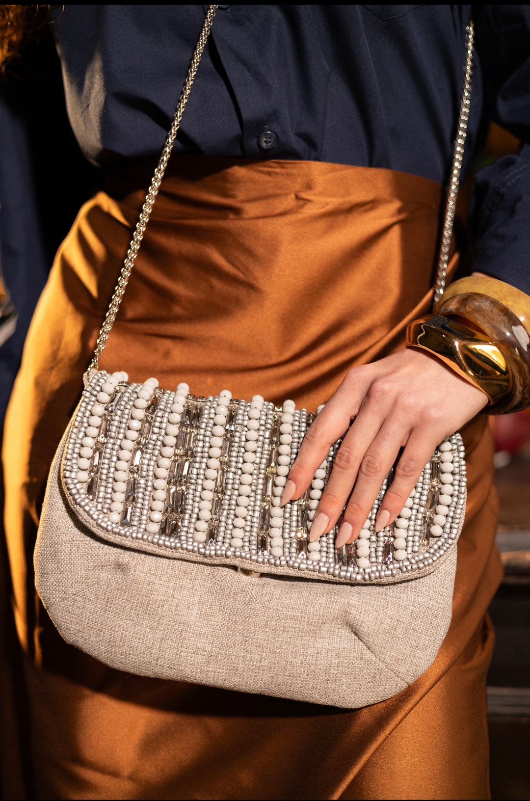Silver Crystal clutch