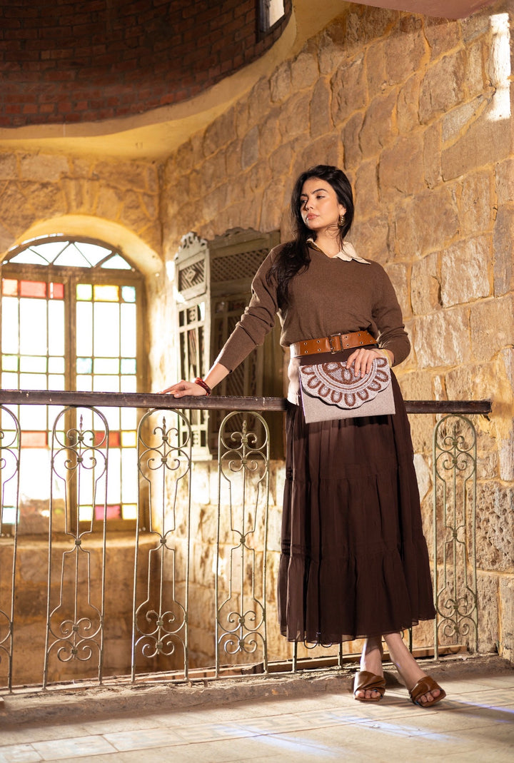 Sun Motif Beaded Clutch