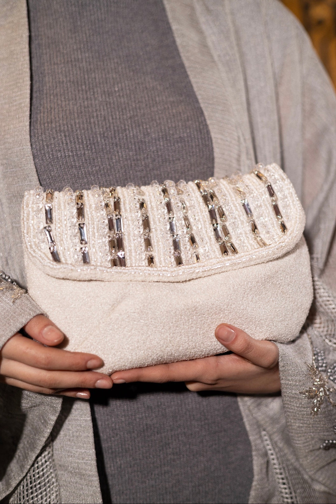 White crystal clutch