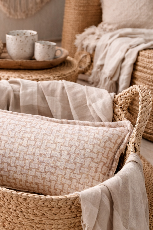 soft cozy pillow in beige