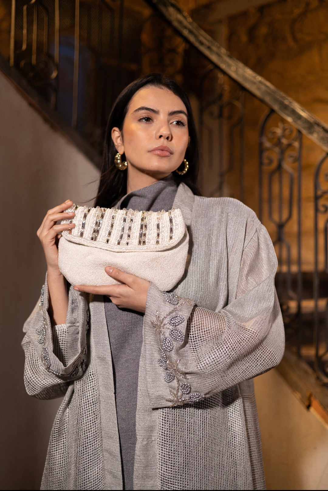 White crystal clutch