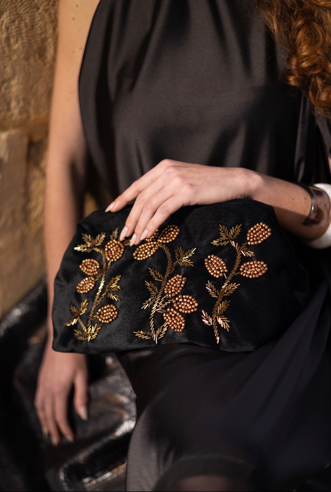 Black Flora Clutch