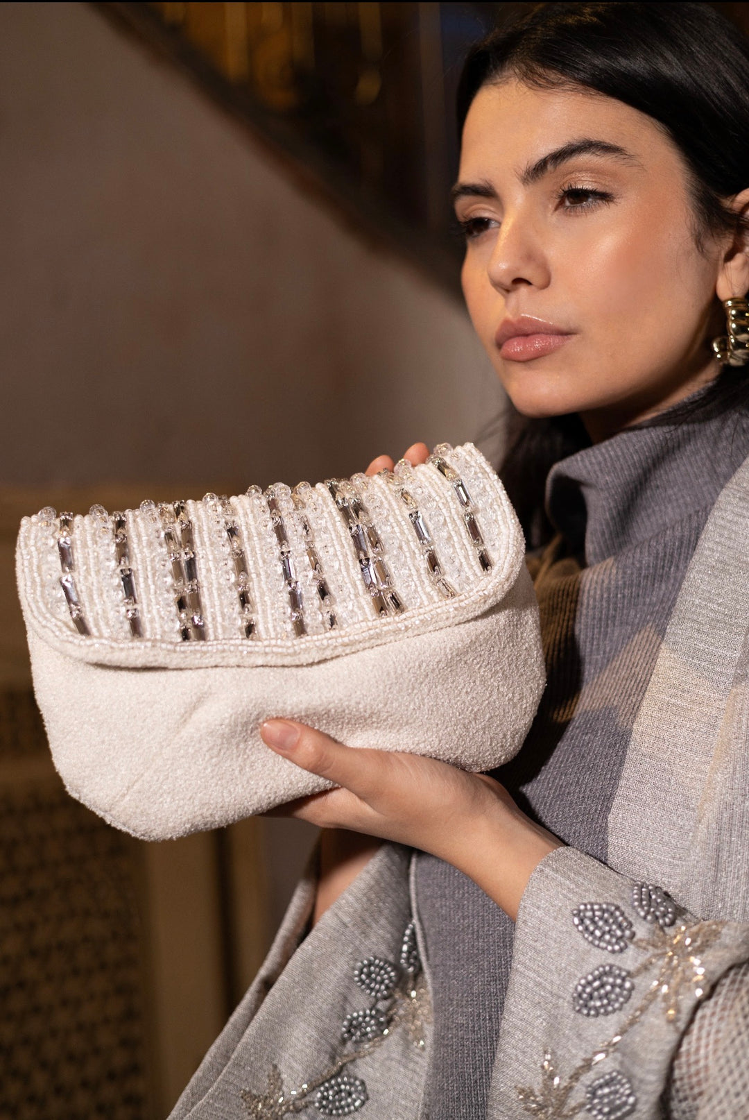 White crystal clutch