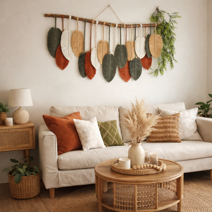 Macrame feathers wallhanging large size