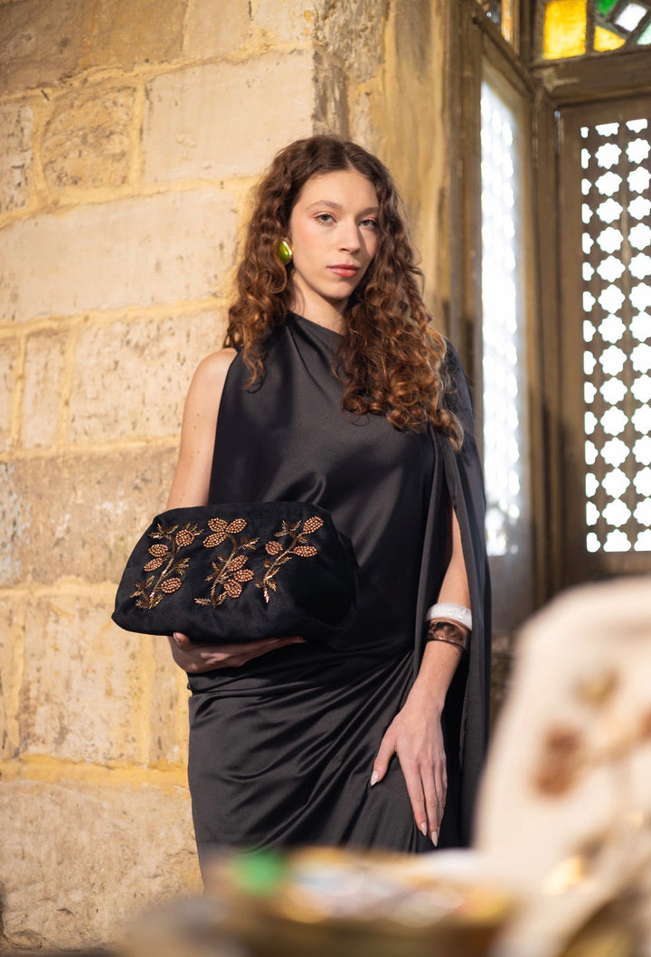Black Flora Clutch