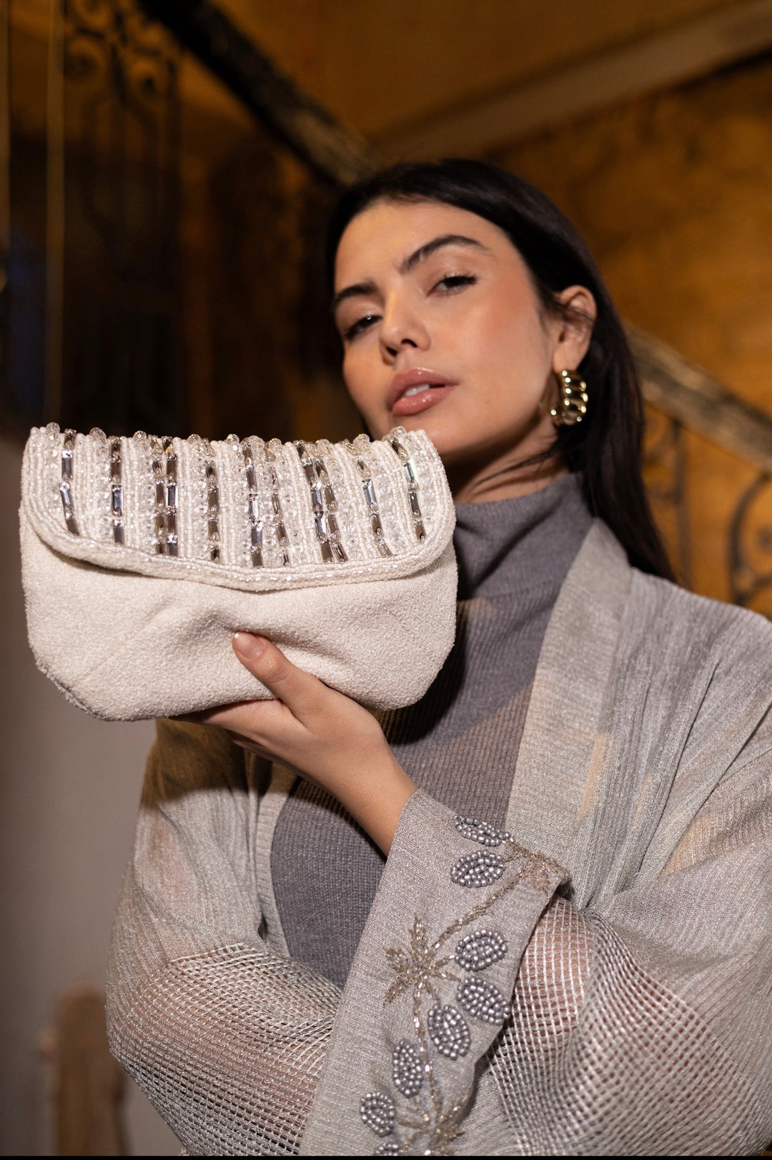 White crystal clutch