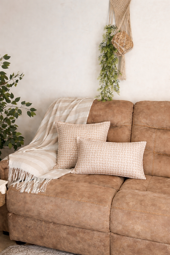 soft cozy pillow in beige