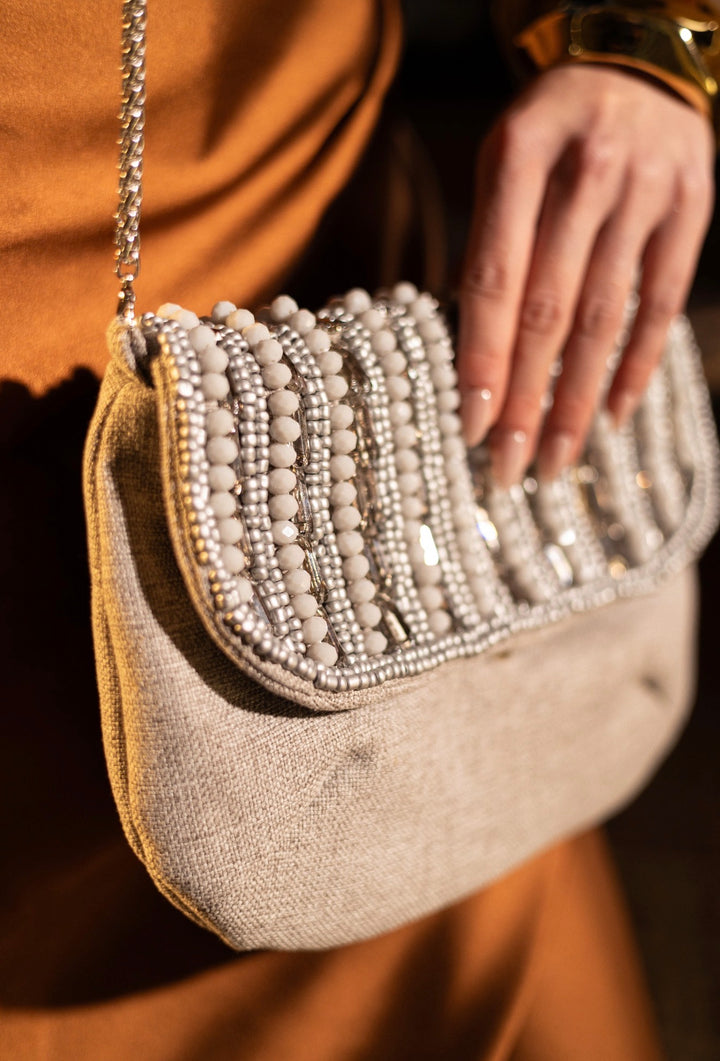 Silver Crystal clutch