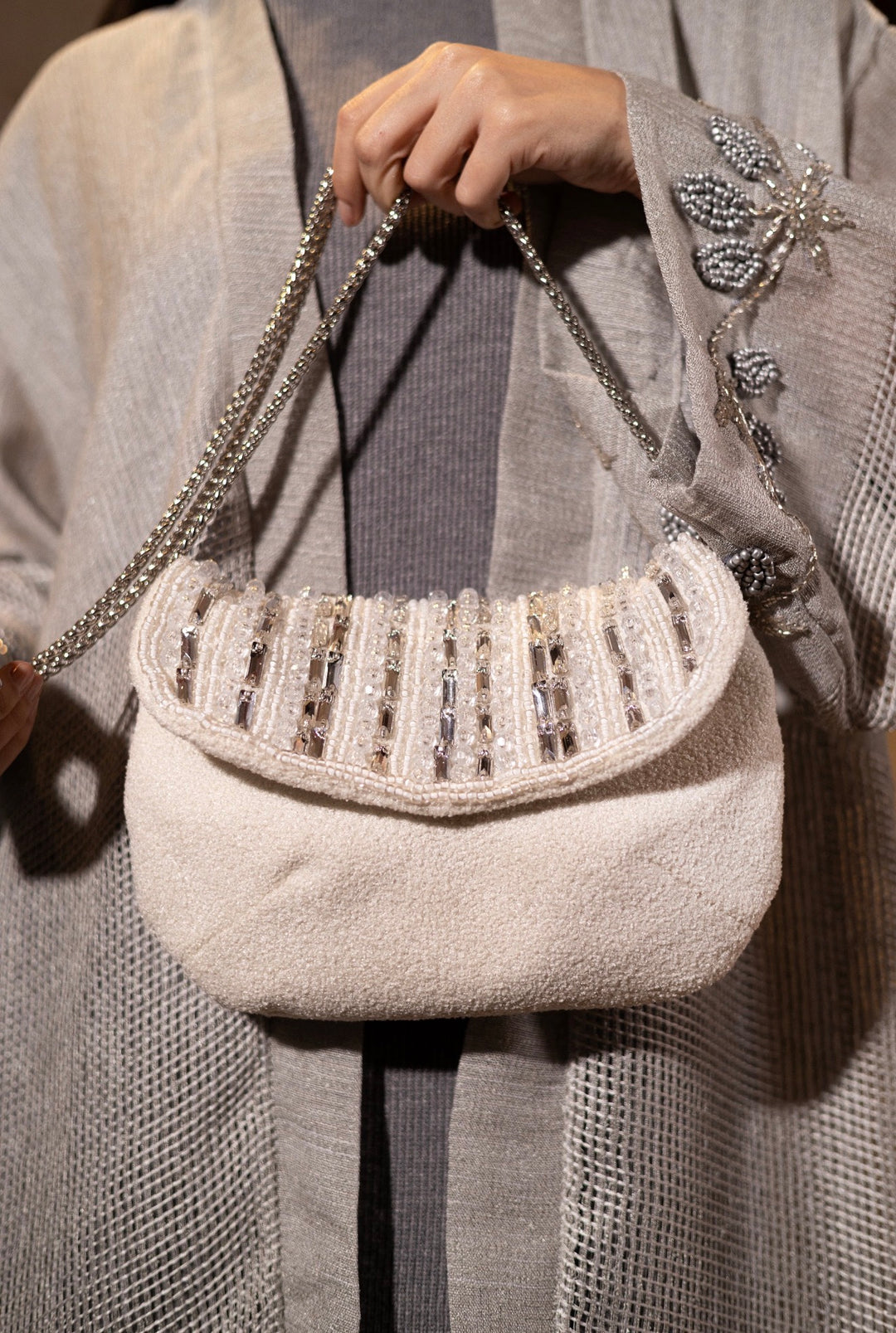 White crystal clutch