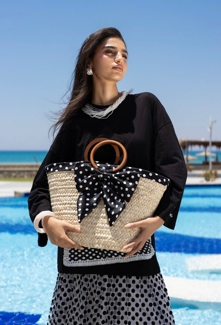 White dot palm bag
