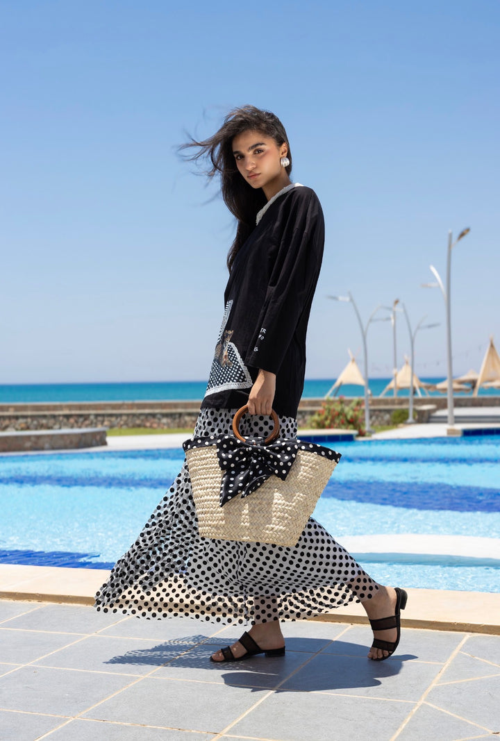 White dot palm bag