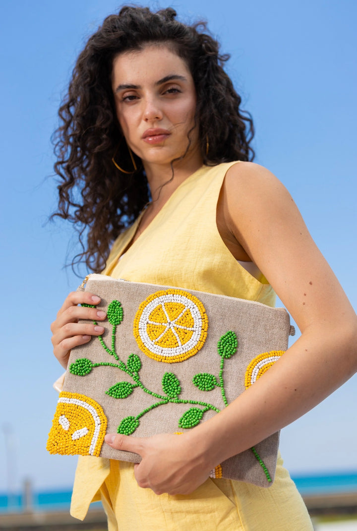 Lemon Grove Beaded Clutch