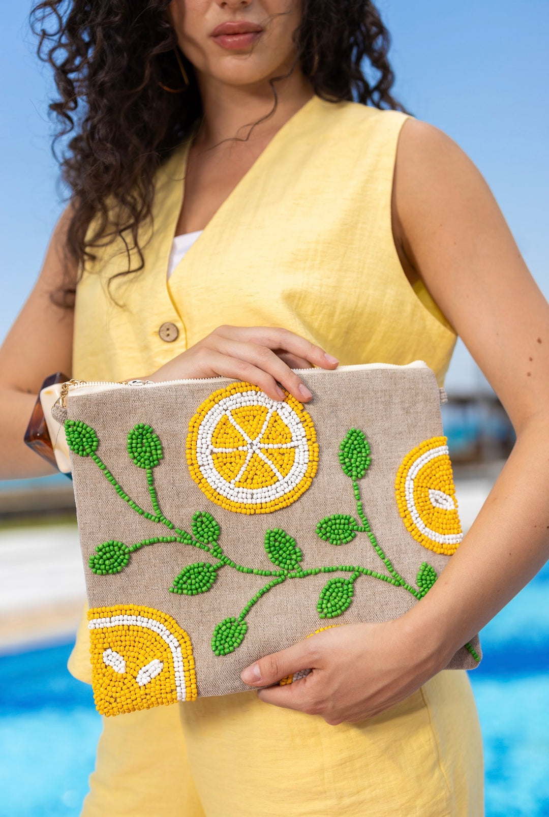 Lemon Grove Beaded Clutch