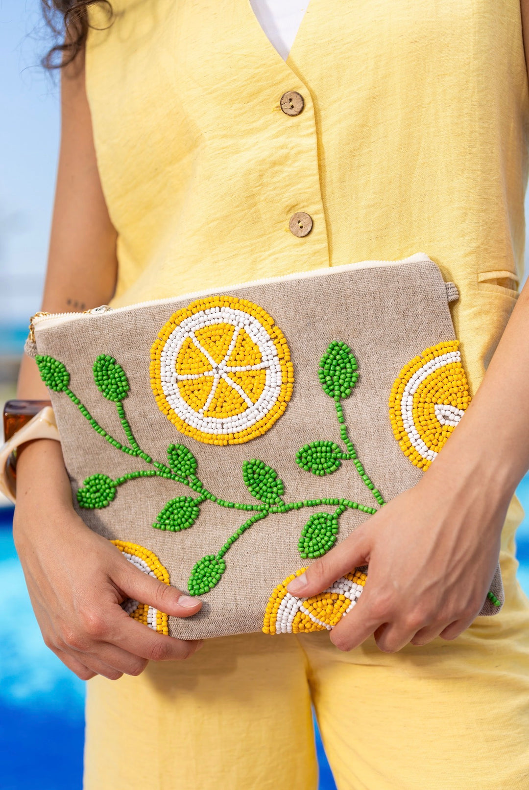 Lemon Grove Beaded Clutch