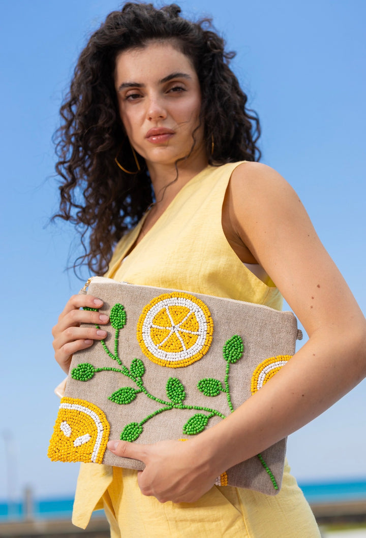 Lemon Grove Beaded Clutch