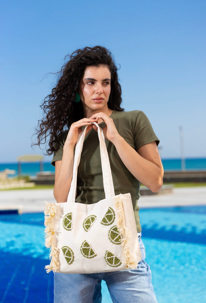 Lime Breeze Fringe Tote