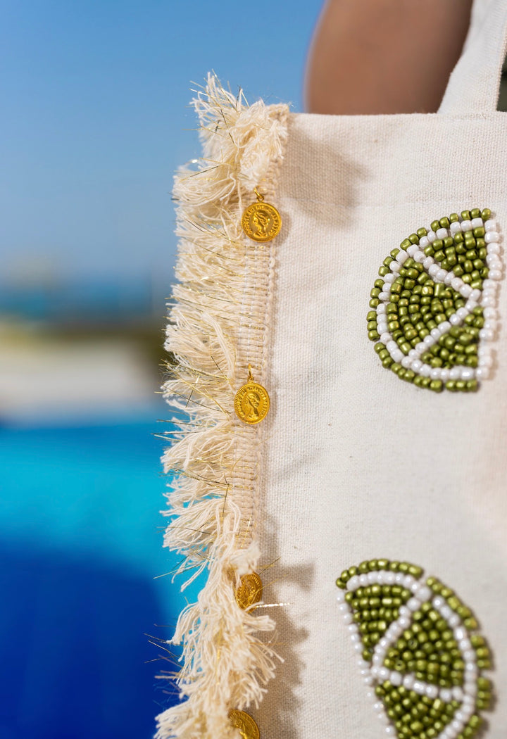 Lime Breeze Fringe Tote