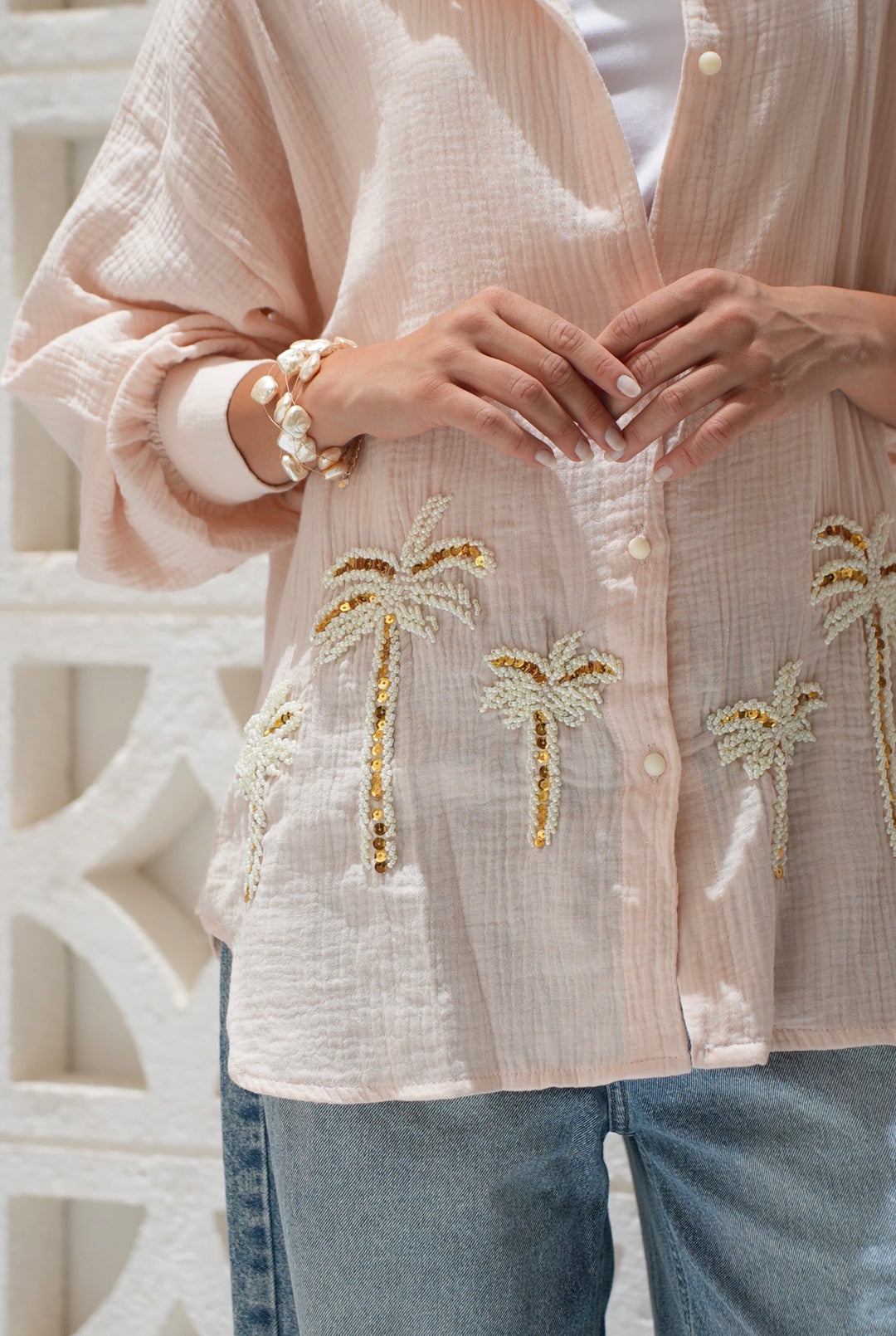 Palm Breeze Embroidered Linen Shirt