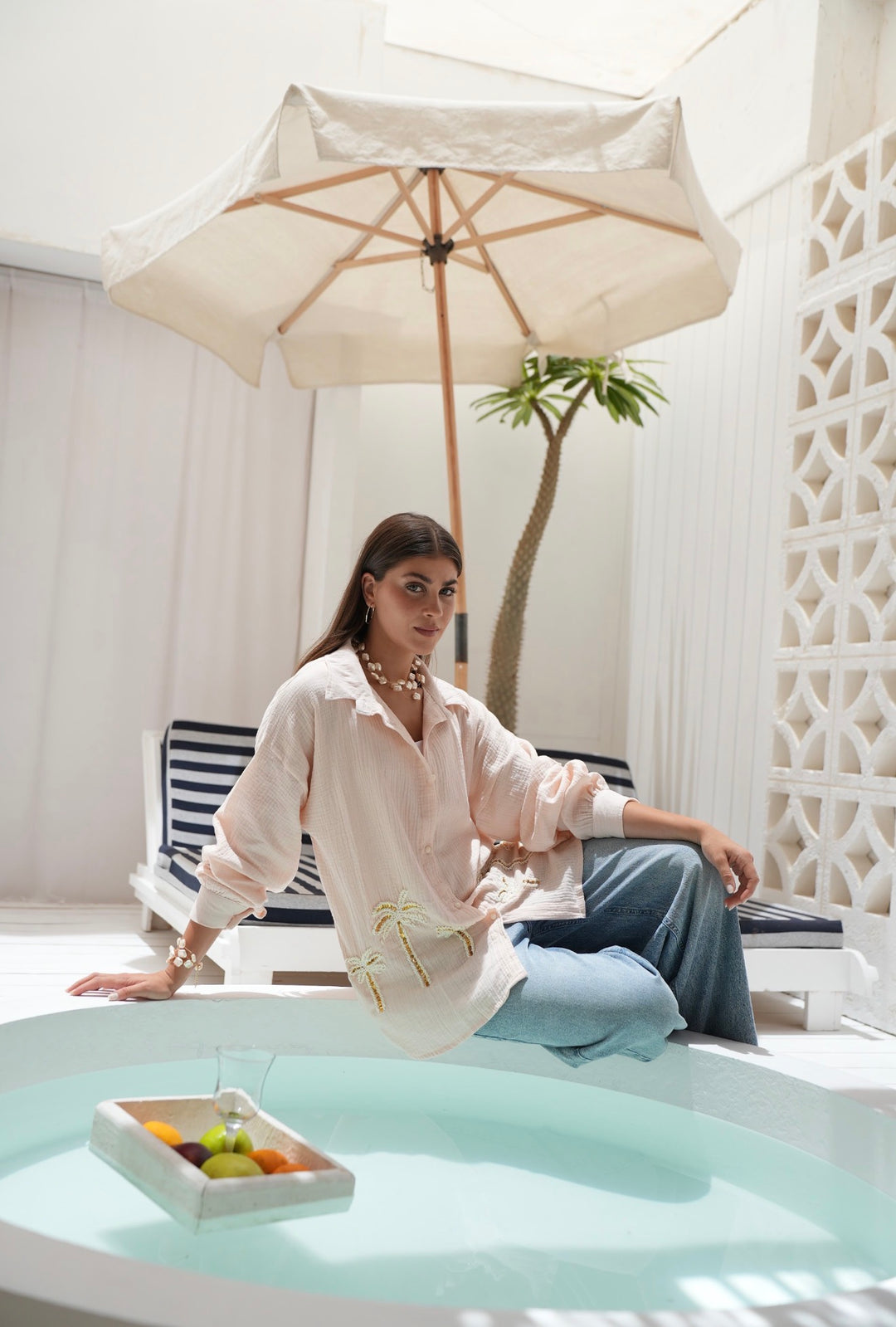 Palm Breeze Embroidered Linen Shirt