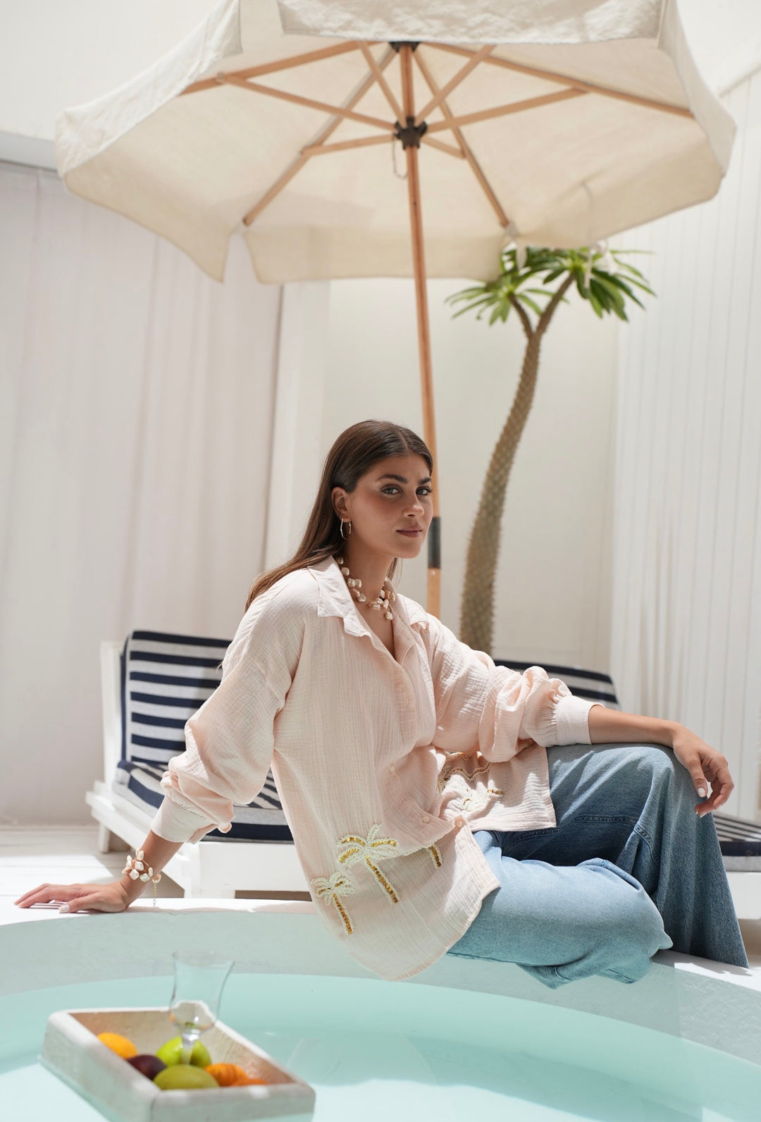 Palm Breeze Embroidered Linen Shirt