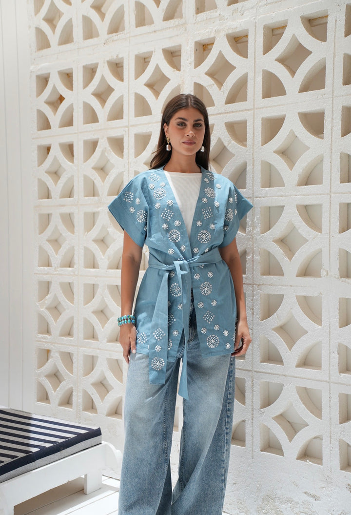 Sky blue wrap vest