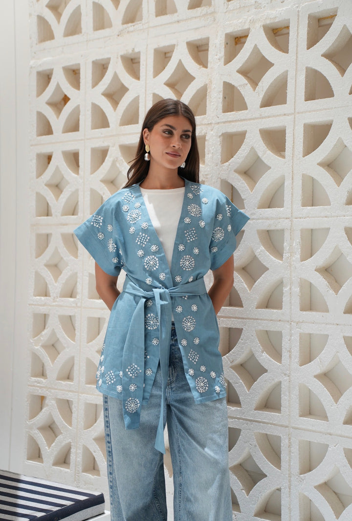 Sky blue wrap vest
