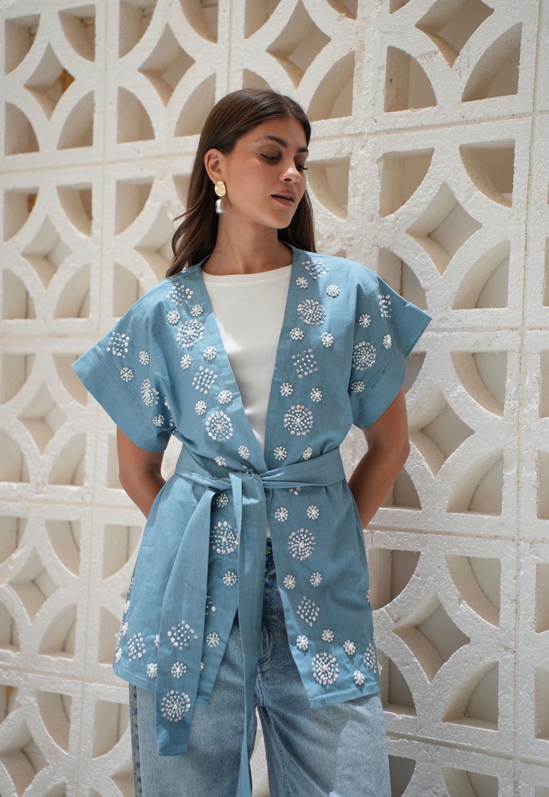 Sky blue wrap vest