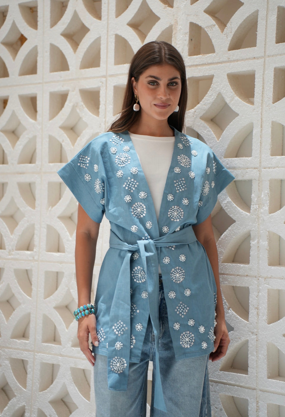 Sky blue wrap vest