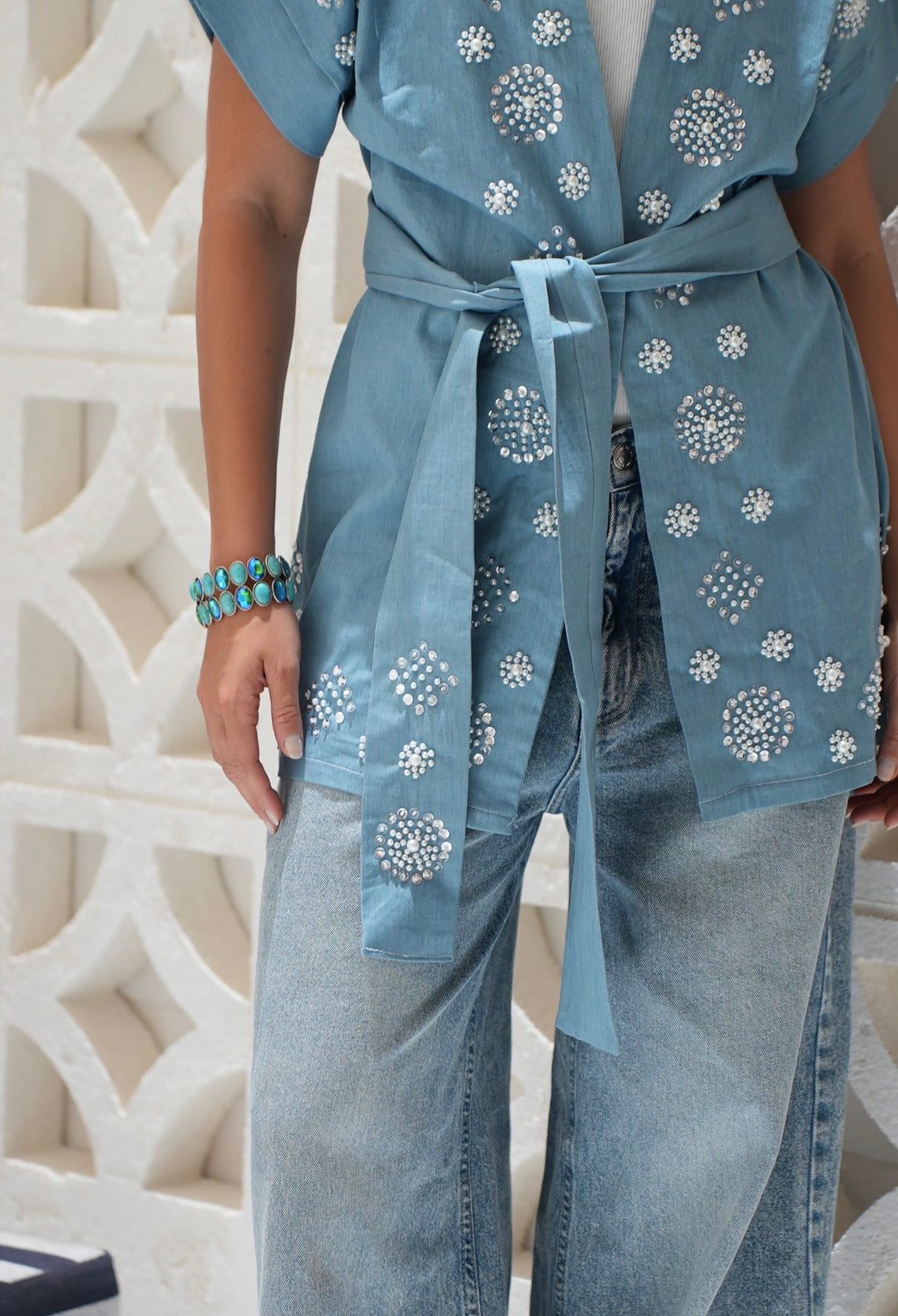 Sky blue wrap vest