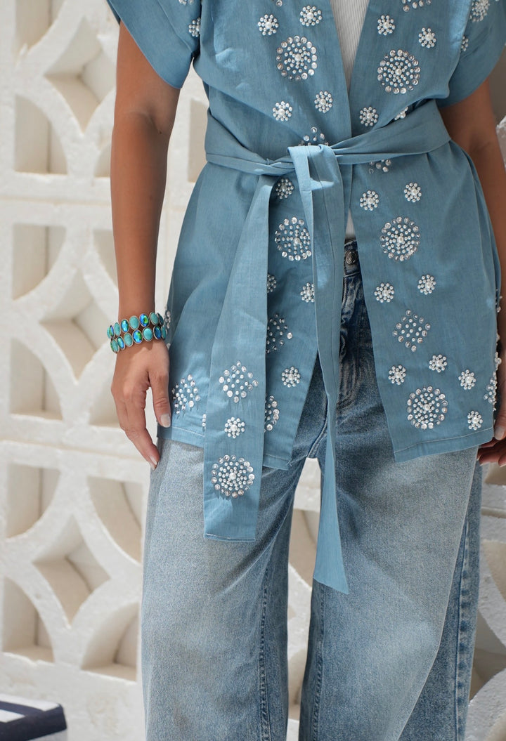 Sky blue wrap vest