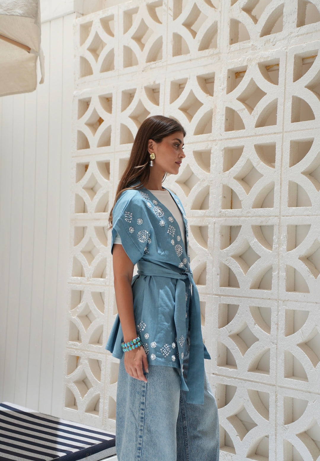 Sky blue wrap vest