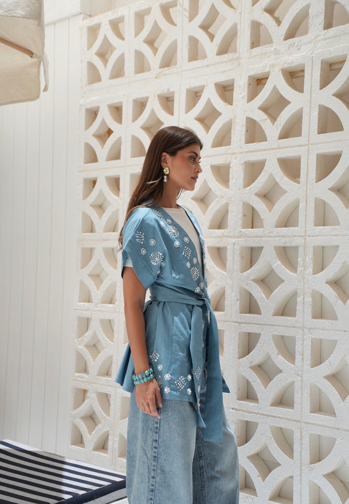 Sky blue wrap vest