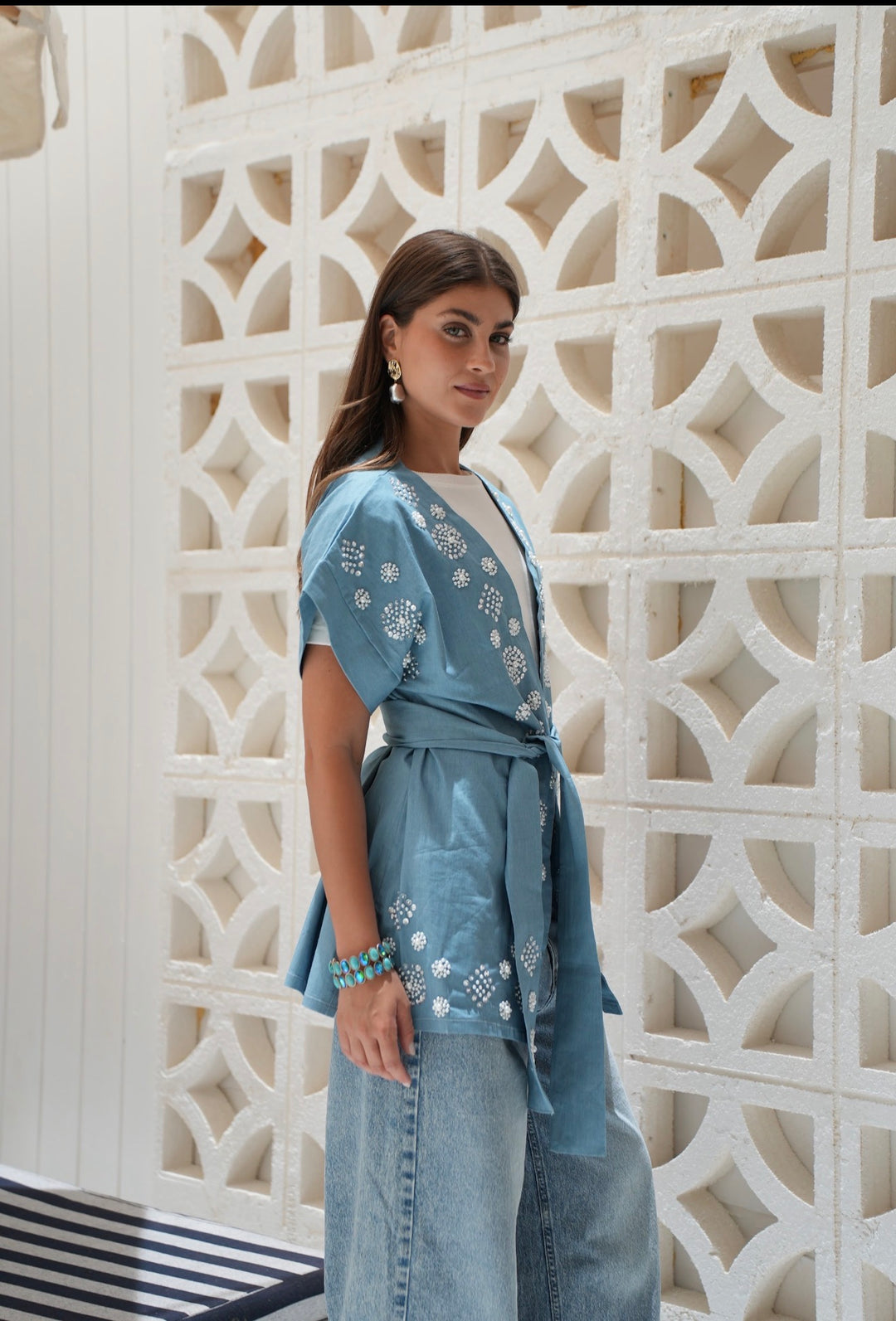 Sky blue wrap vest