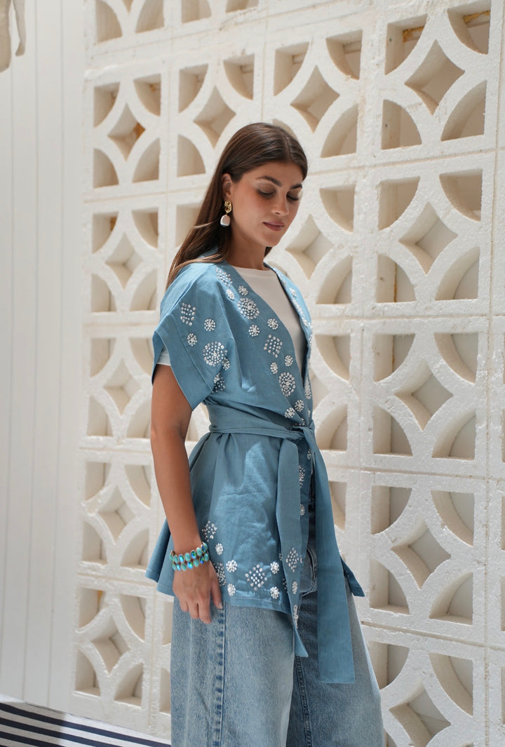 Sky blue wrap vest