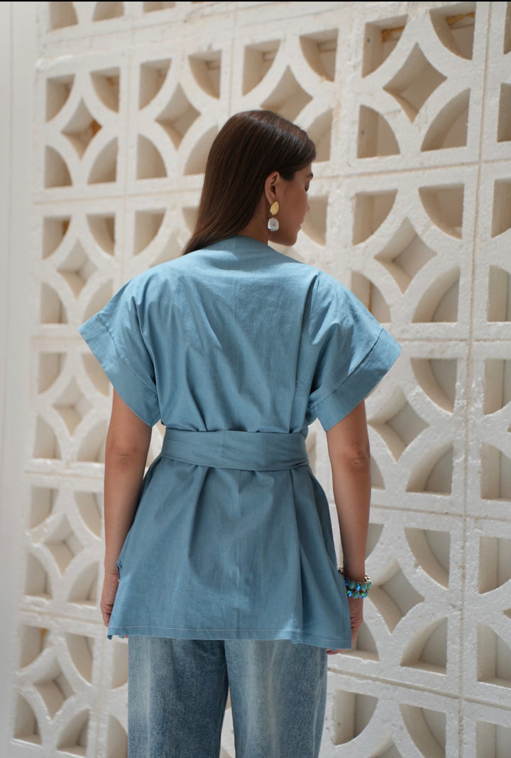 Sky blue wrap vest