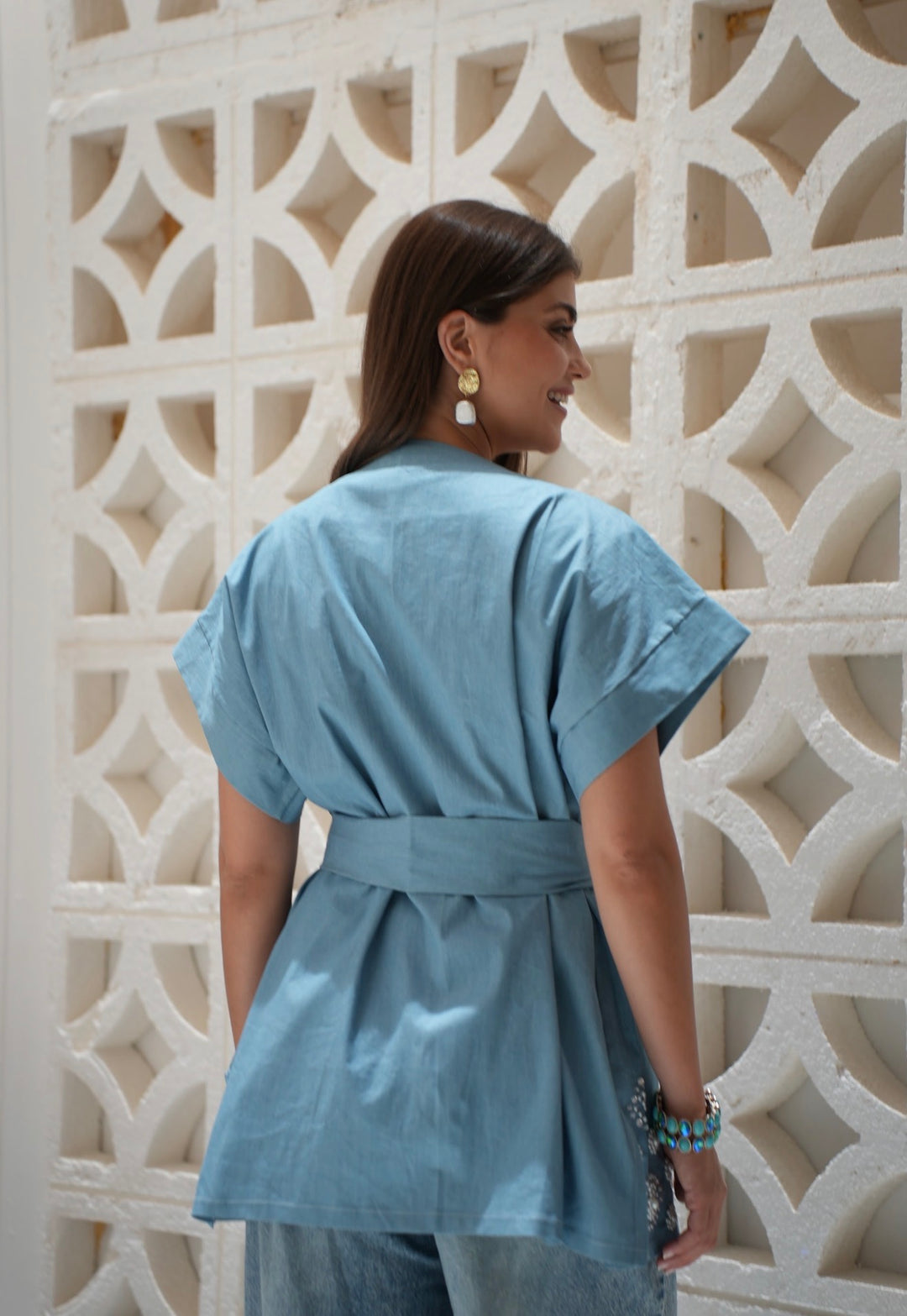 Sky blue wrap vest