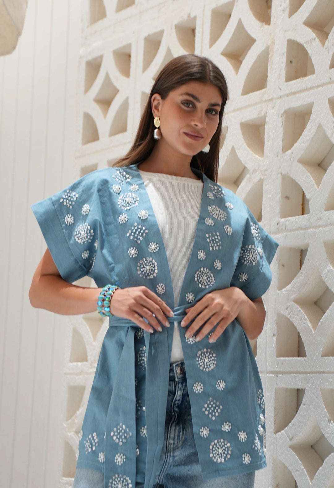Sky blue wrap vest