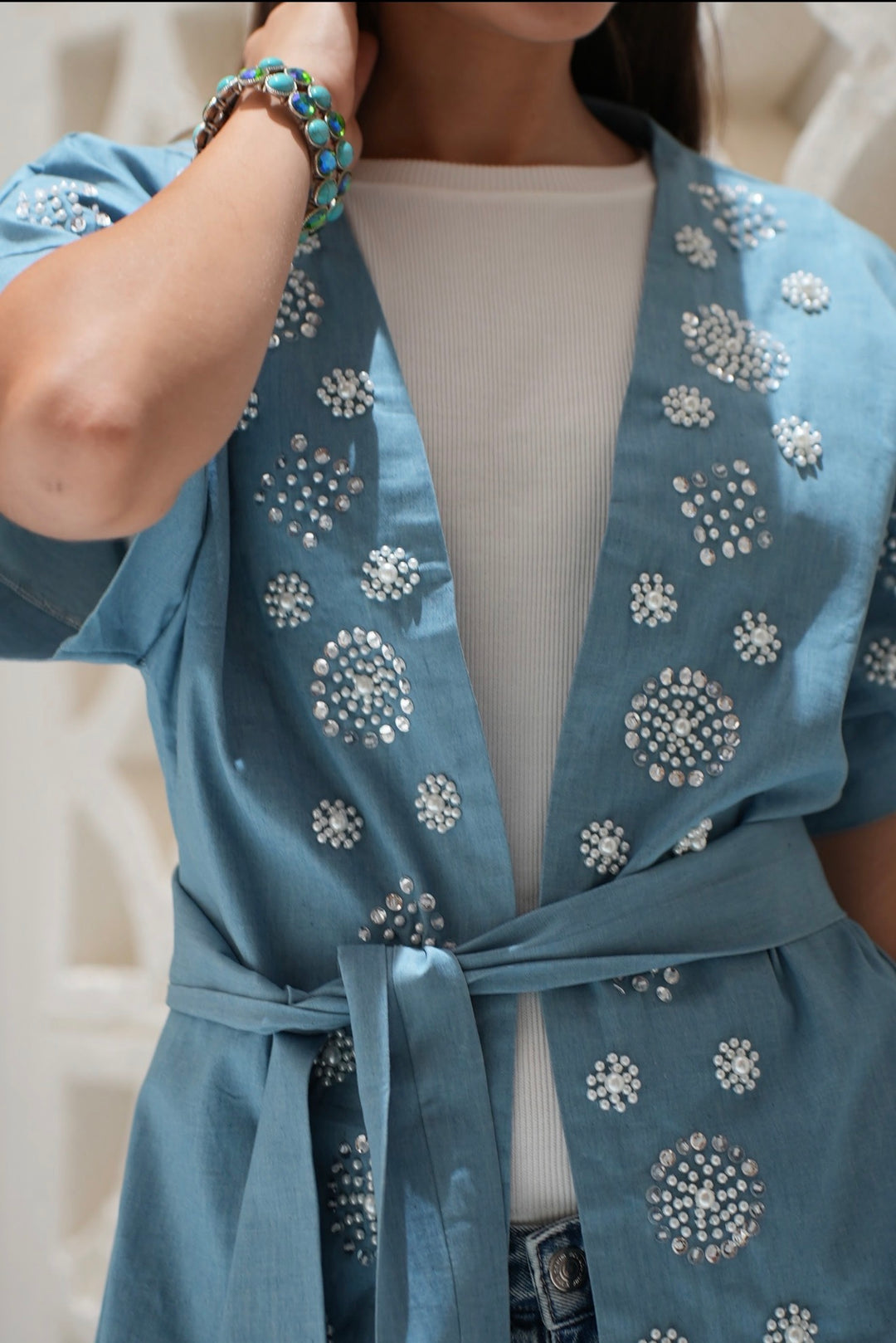 Sky blue wrap vest