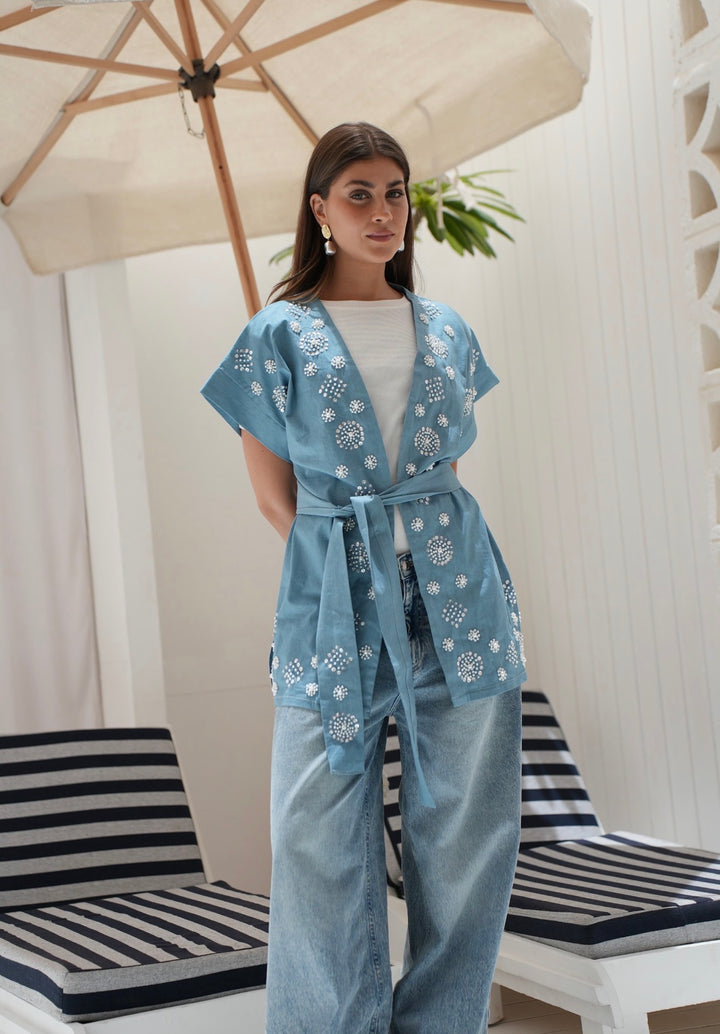 Sky blue wrap vest