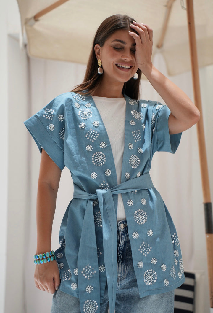 Sky blue wrap vest