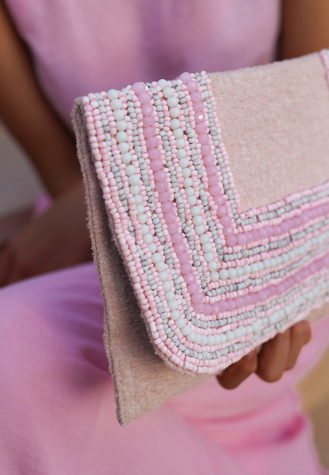 Pink powder clutch