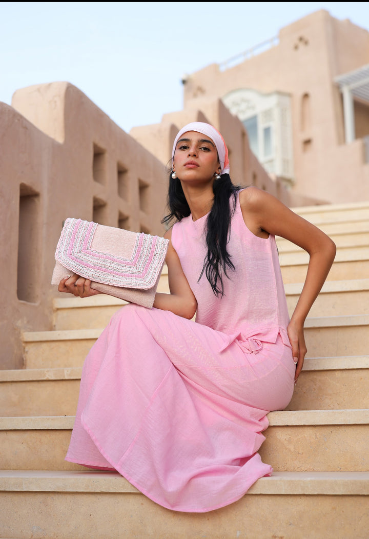 Pink powder clutch