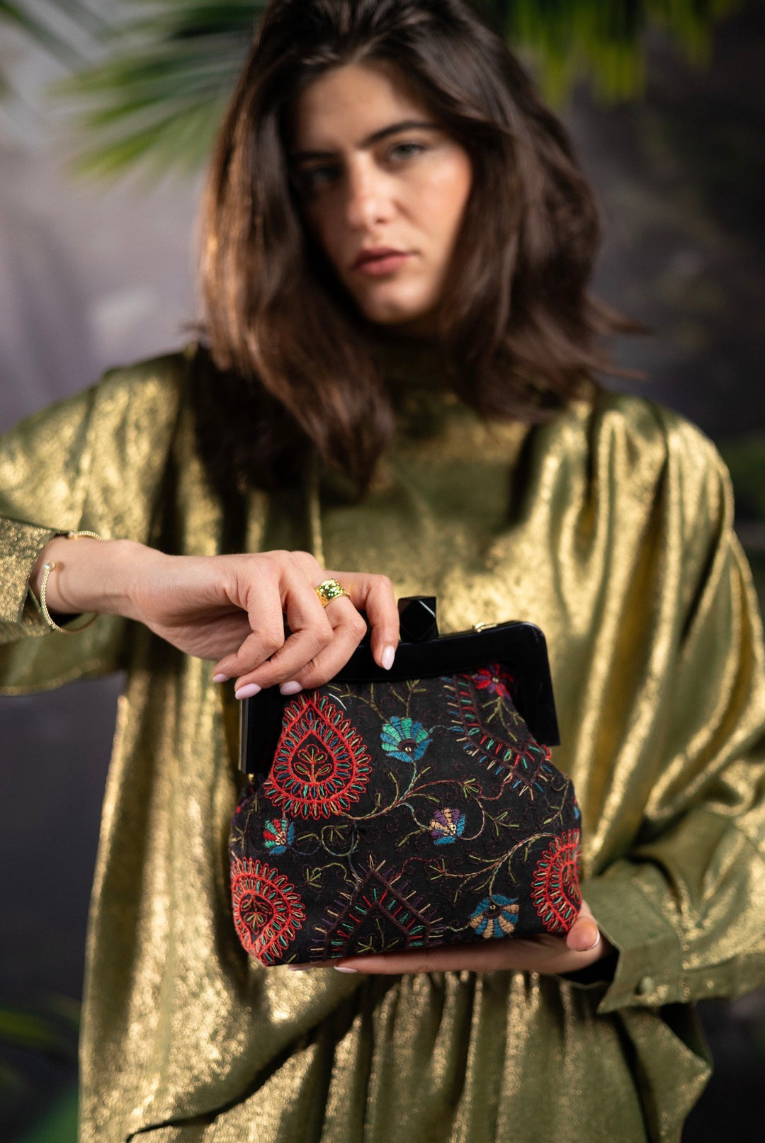 Midnight Embroidered Clutch