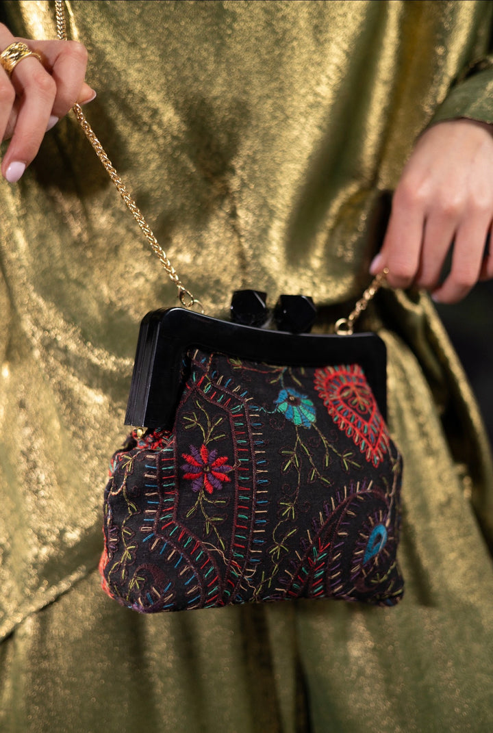Midnight Embroidered Clutch