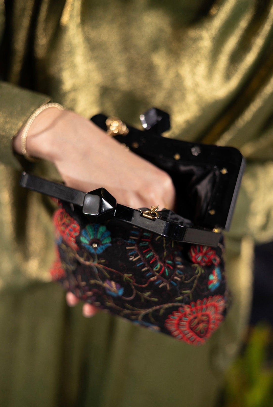 Midnight Embroidered Clutch