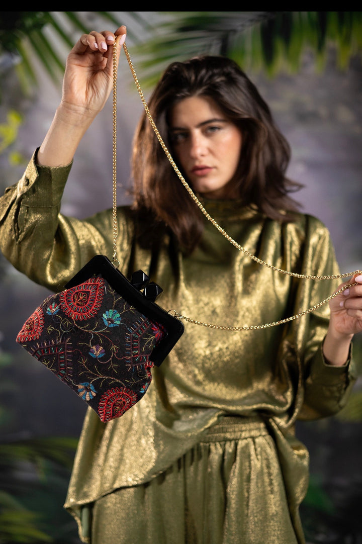 Midnight Embroidered Clutch