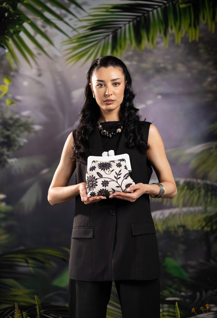 Noir Embroidered Clutch