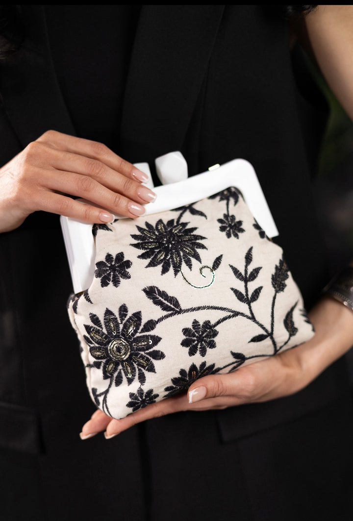 Noir Embroidered Clutch