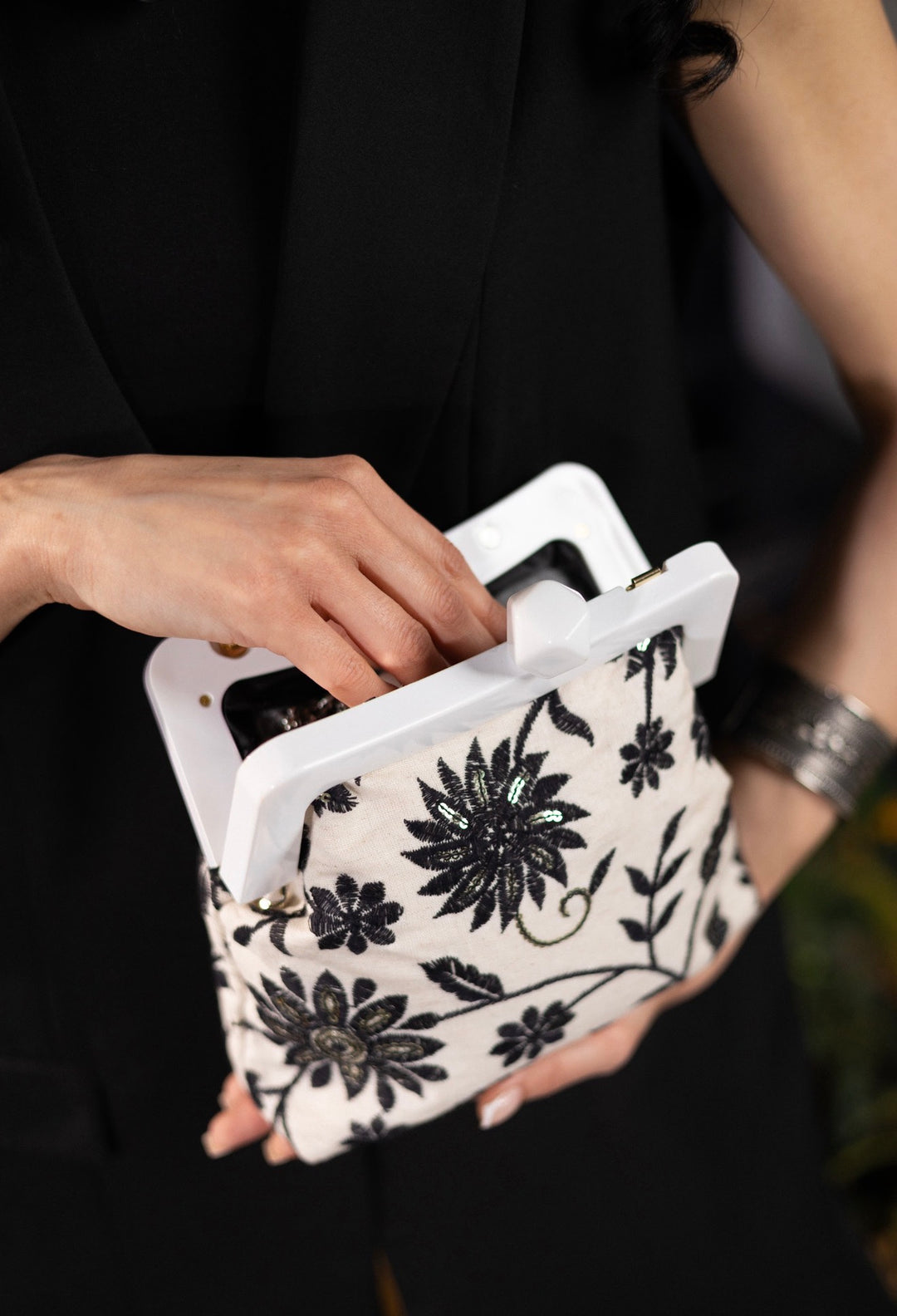 Noir Embroidered Clutch